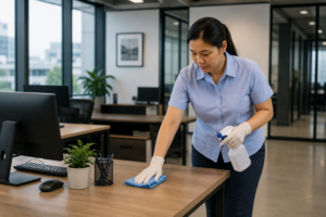 Professional office cleaning and sanitation services in a modern workplace in the Philippines